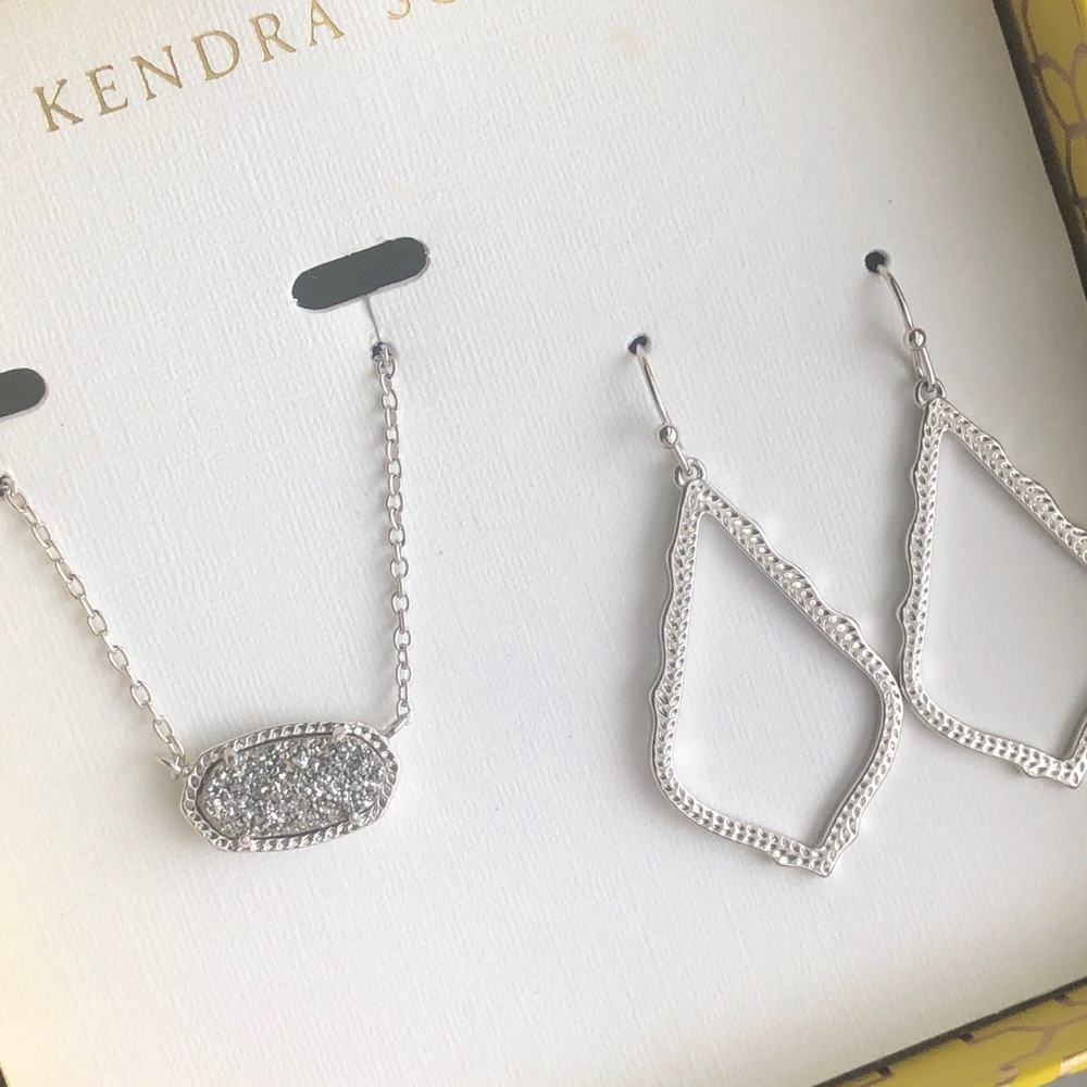 NWT Kendra Scott Limited Edition RARE Set Platinum Drusy Elisa Silver Sophias! - Picture 4 of 14